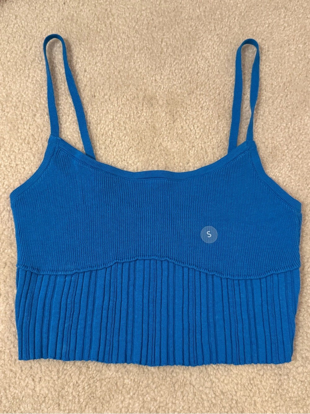 La Hearts Bright Blue Ribbed Crop Cami